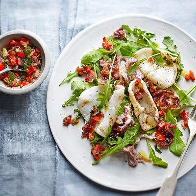 will-halsall-s-grilled-squid-with-crispy-pancetta-and-red-pepper-salsa